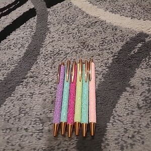 6Pcs Fancy Pens for Women Glitter Colorful Ballpoint Pens Metal Retractable Work